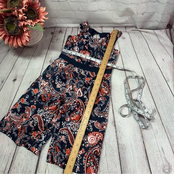 Janie and Jack Floral paisley Navy sleeveless romper sz 18-24M - Picture 6 of 6